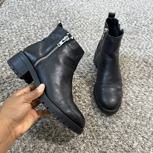 Lavorazione Artigiana Shoes - Lavorazione Artigiana Womens Ankle Boots 10 Black Leather Biker Combat Lug Sole